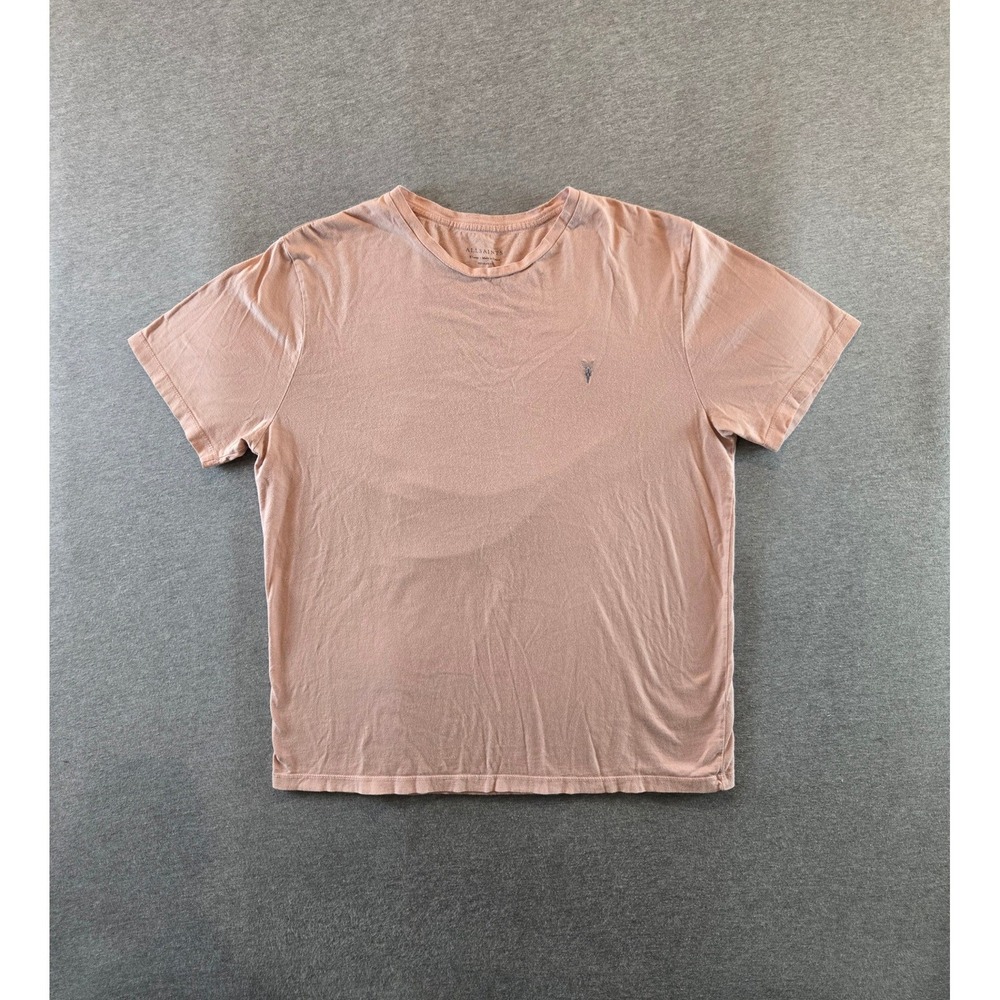 All Saints Brace SS Crew Mens XL Pink Short Sleeve Ramskull Logo Cotton T-Shirt